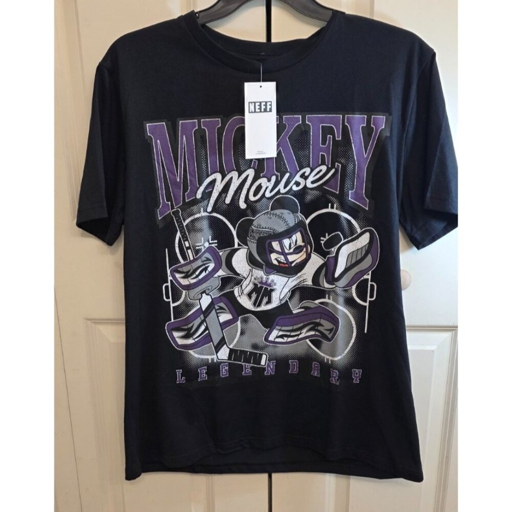 Neff Disney Mickey Mouse Graphic T Shirt Men XL Black Streetwear‎ Crew Neck